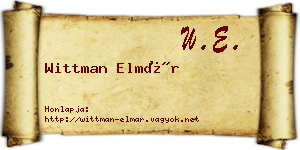 Wittman Elmár névjegykártya